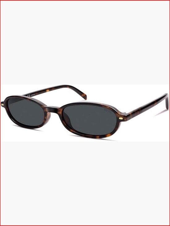 Retro Polarized Rectangle Oval Sunglasses Skinny Rim UV400 Protected main image 4
